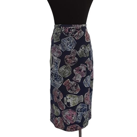 Diane Von Furstenberg Wrap Skirt 100% Silk Midi Pencil Skirt Cloisonné S Vintage - Picture 6 of 11